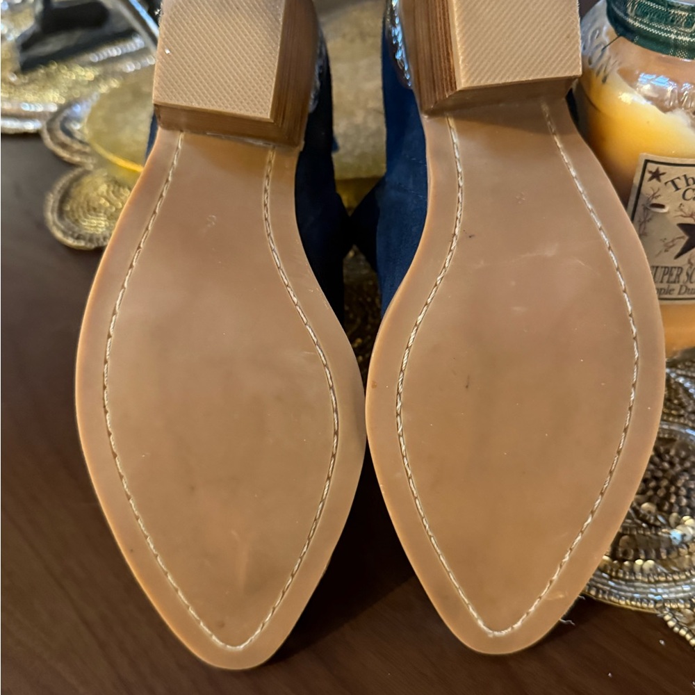 Jeffrey Campbell Navy Suede Ankle Booties - Size 8 - Picture 4 of 5